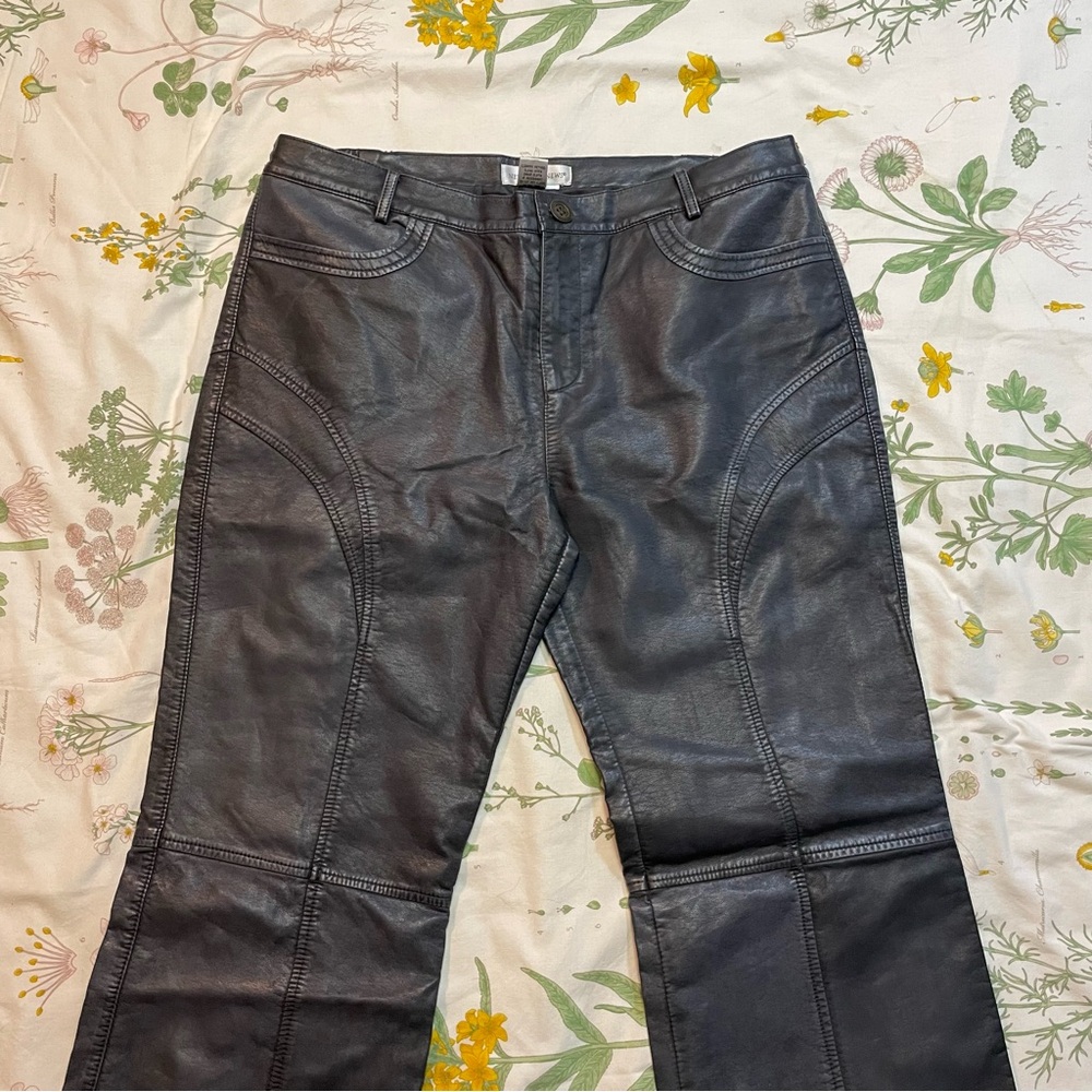 Faux Leather Pants Charcoal Grey 14
